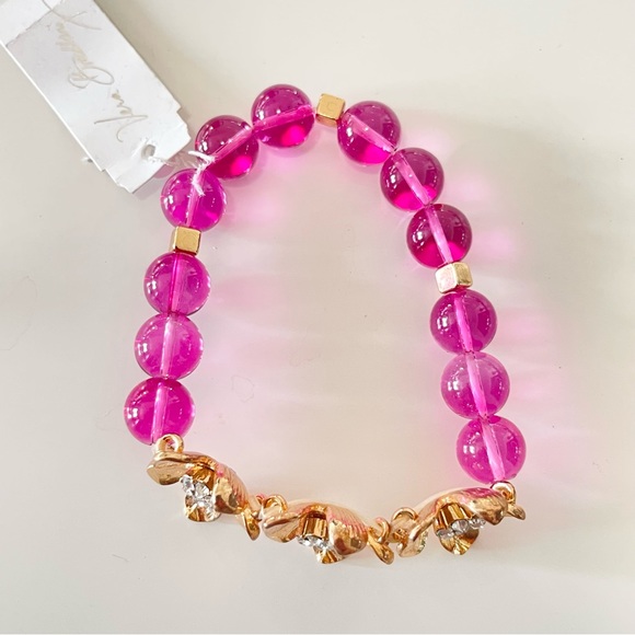 Vera Wang Petals Beaded Stretch Bracelet Pink - Picture 2 of 4
